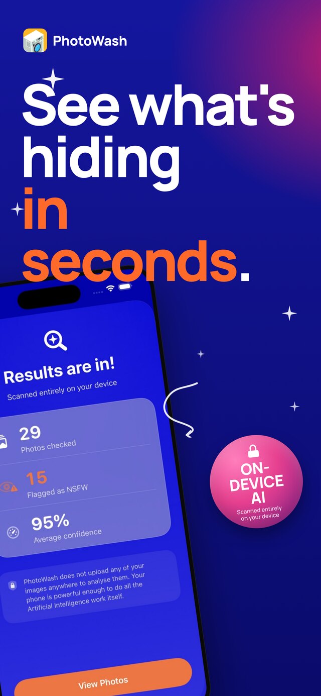 See what is hiding in seconds: a scan report of 29 photos checked, 15 flagged and 95 per cent average confidence